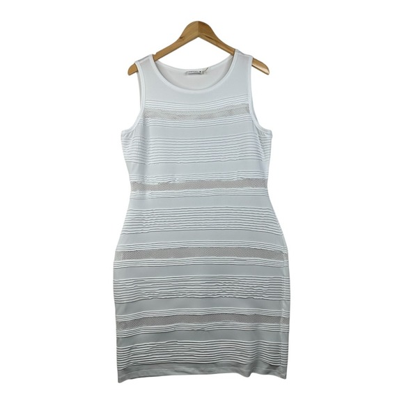 Calvin Klein‎ Bodycon Striped Sleeveless Dress size 14 White - Picture 1 of 8